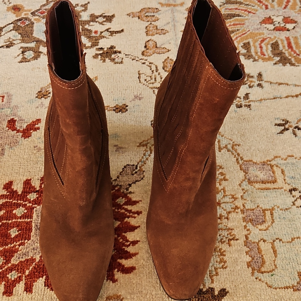 Aquatalia Fayren Weatherproof Suede Ankle Boot Brown 9.5 - Picture 2 of 5